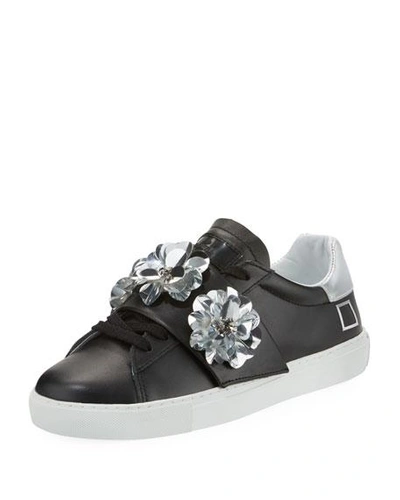 Date Newman Flower-strap Sneakers In Black