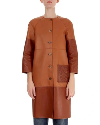 Loewe Napa Patchwork Top Coat In Tan