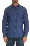 Robert Graham Diamante Basic Tonal Jacquard Sport Shirt In Navy