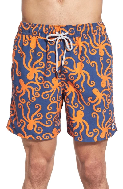 Tom & Teddy 'octopus Pattern' Swim Trunks In Orange