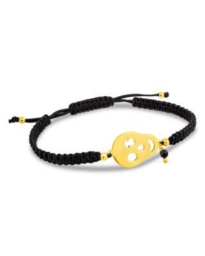 Tous Skull & Onyx Charm Woven Cord Bracelet In Black And Gold