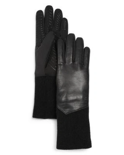 U/r Leather Tech Gloves In Black