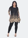 White Mark Plus Size Dulce Tunic Top In Black Beige