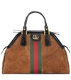 Gucci Re(belle) Medium Suede Top Handle Bag In Tan