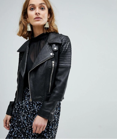 Vero Moda Leather Biker Jacket With Zip Details - Black | ModeSens