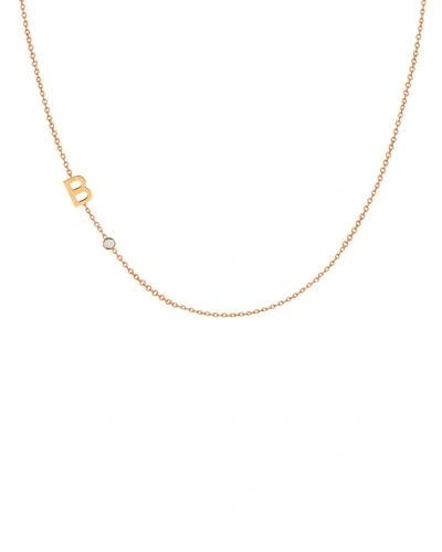 Zoe Lev Jewelry 14k Yellow Gold Personalized 0.03ct Asymmetric Initial & Diamond Bezel Necklace