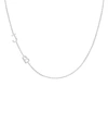 Zoe Lev Jewelry Personalized Asymmetric Two-initial Necklace With Diamonds In 14k White Gold In Silver