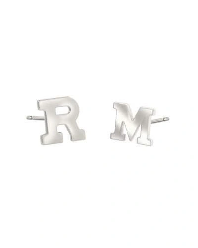 Zoe Lev Jewelry Regin Personalized Initial Stud Earrings In 14k White Gold