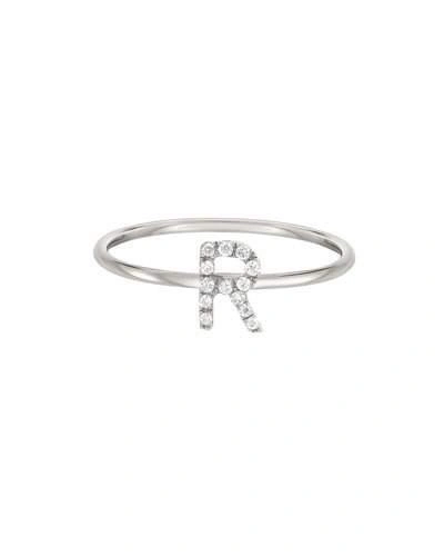 Zoe Lev Jewelry Personalized Diamond Initial Ring In 14k White Gold
