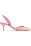 Paul Andrew Rhea Point-toe Slingback Patent-leather Pumps In Baby Pink