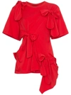 Simone Rocha Bow-detailed Cotton-jersey T-shirt In Red