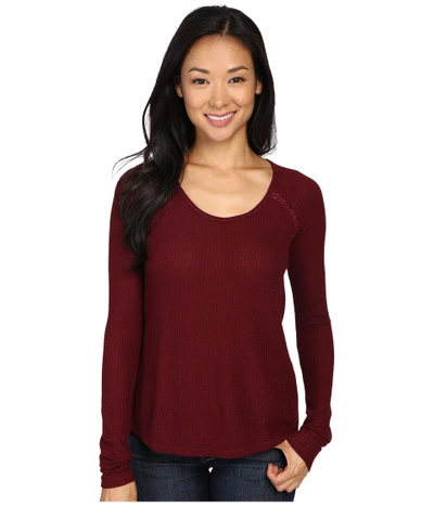 Lucky Brand Womens Lace Mixed Thermal Shirt