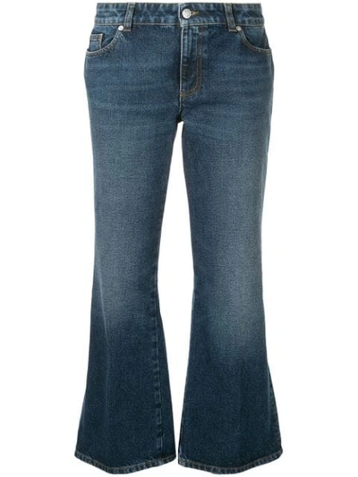 Alexander Mcqueen Mid-rise Cropped Kick-flare Jeans In Blue