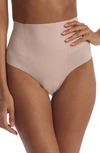 Commando Zone Smoothing High-waist Thong In Beige