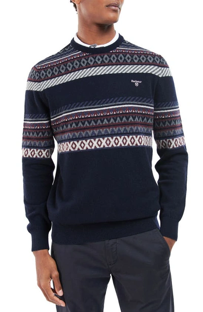 Barbour Winterborne Fair Isle Sweater In Navy