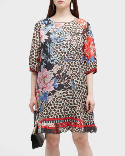 Johnny Was Plus Size Ontari Wren Printed Shift Dress In Neutral