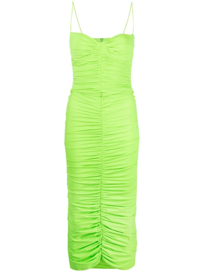Alex Perry Everett Ruched Bustier Midi Dress In Green