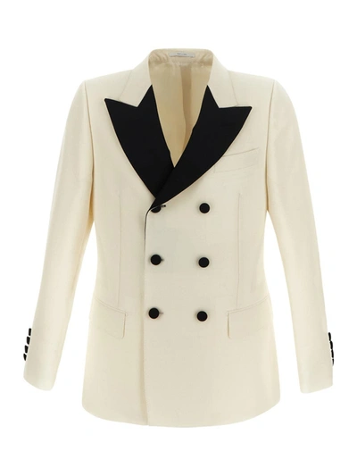 Gucci Double-breasted Wool And Mohair Blazer In Stamp White