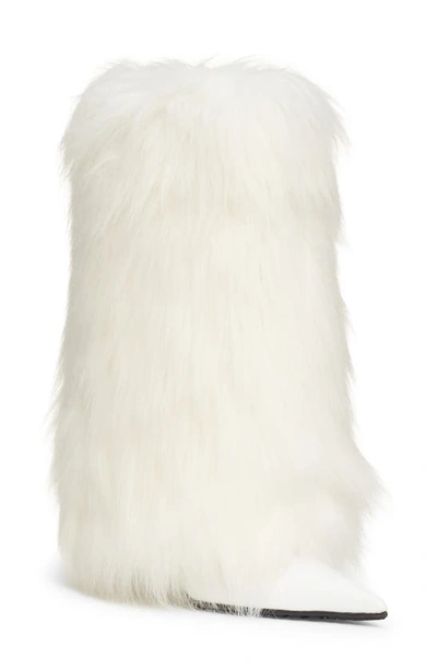 Dolce & Gabbana 105mm Lollo Faux Fur Tall Boots In White