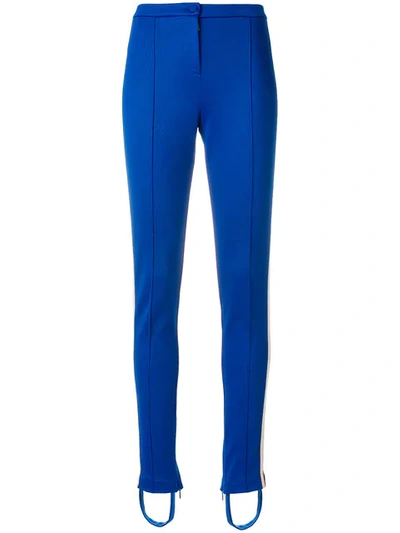 Gucci - Contrast Stripe Stirrup Hem Leggings - Womens - Blue Multi