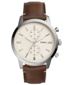 Fossil Fs5350 Townsman Chronograph Leather Watch In Brown - Brown