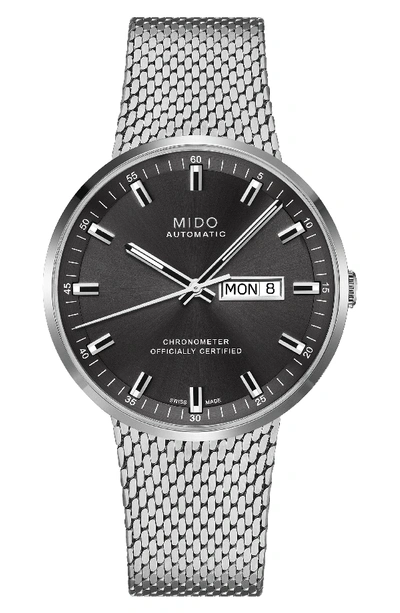 Mido Commander Ii Chronometer Mesh Strap Watch, 42mm In Black/silver