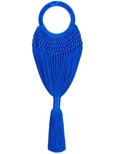 Cult Gaia Cobalt Acrylic Handle Tassel Bag In Blue