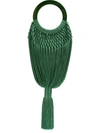 Cult Gaia Malachite Green Tasselled Angelou Crochet And Resin Clutch Bag