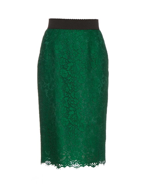 Dolce & Gabbana Cordonetto-lace Pencil Skirt In Green | ModeSens