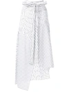 Jw Anderson Striped Asymmetrical Midi Skirt - White In White/black