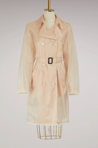 Prada Nylon Trench Coat In Peach