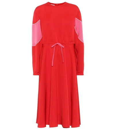 Valentino Bicolour Long Dress In Red