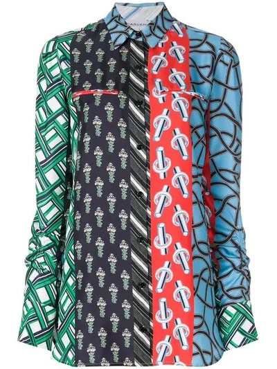 Carven Multi Scarf Print Shirt In Silk In Multicolore