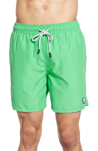 Tom & Teddy Solid Swim Trunks In Green Apple