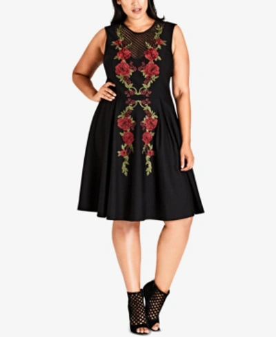 green emerald velvet dress City Chic Women's Plus Size Dress-Ulla Embroidered, Black, 12 at Amazon  Women's Clothing store