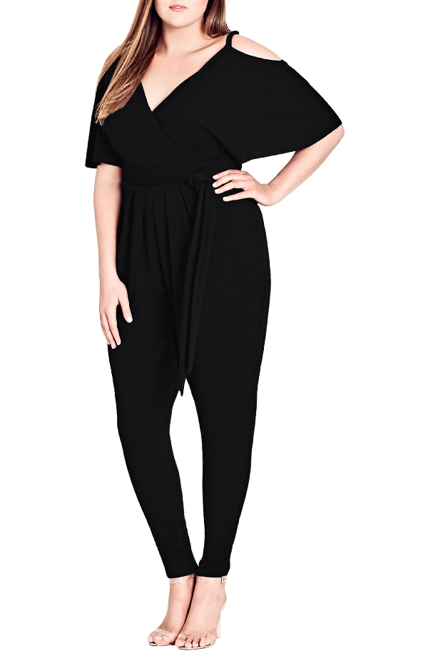plus size cold shoulder jumpsuit