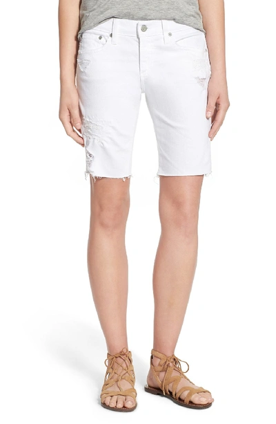 Ag Nikki Denim Bermuda Shorts In 1 Year White Mended