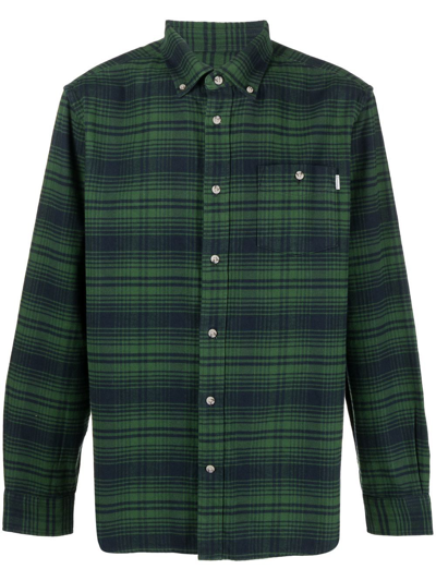 Woolrich Traditional Flannel Shirt In Green Hunting