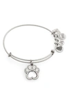 Alex And Ani Prints Of Love Adjustable Wire Bangle In Silver