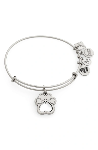 Alex And Ani Prints Of Love Adjustable Wire Bangle In Silver