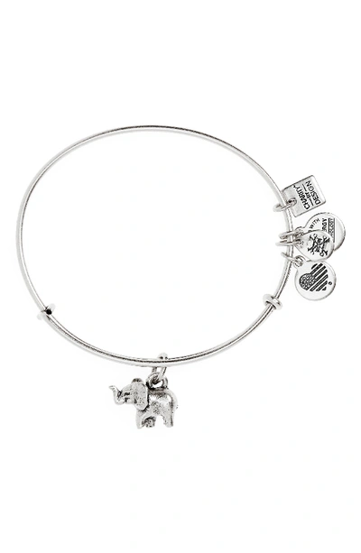 Alex And Ani Charity By Design Elephant Ii Adjustable Bangle In Silver