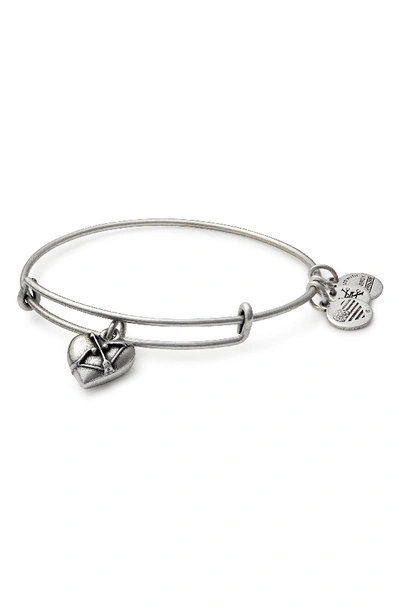 Alex And Ani Cupid's Heart Expandable Charm Bracelet In Silver