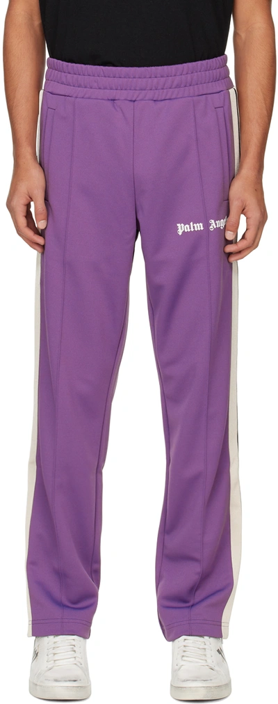 Palm Angels Lilac Side-stripe Logo Track Pants In Purple