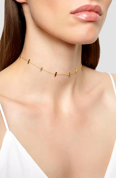 Argento Vivo Bar Station Chain Choker In Gold