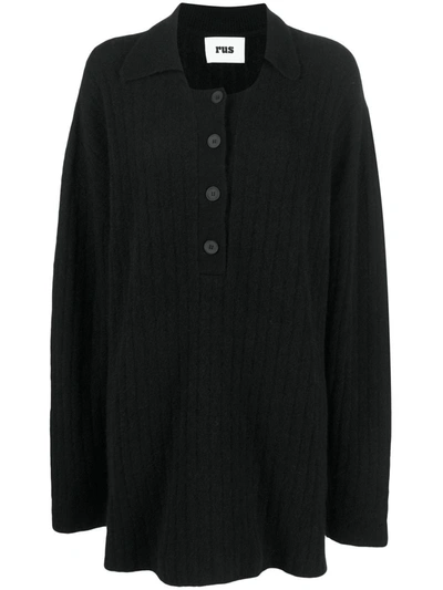 Rus Button-front Ribbed Jumper In Ink