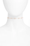 Argento Vivo Bar Station Chain Choker In Rose Gold