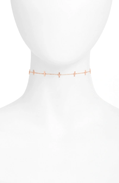 Argento Vivo Bar Station Chain Choker In Rose Gold