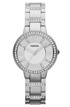 Fossil 'virginia' Crystal Accent Bracelet Watch, 30mm In Silver
