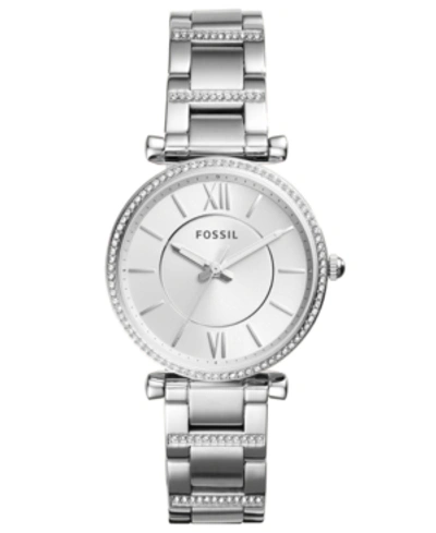 Fossil Women's Carlie Stainless Steel Bracelet Watch 35mm In Silver/silver