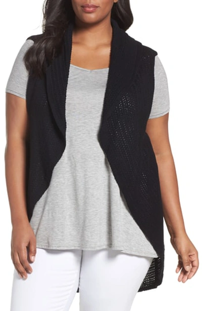 Foxcroft Cotton Knit Circle Vest In Black